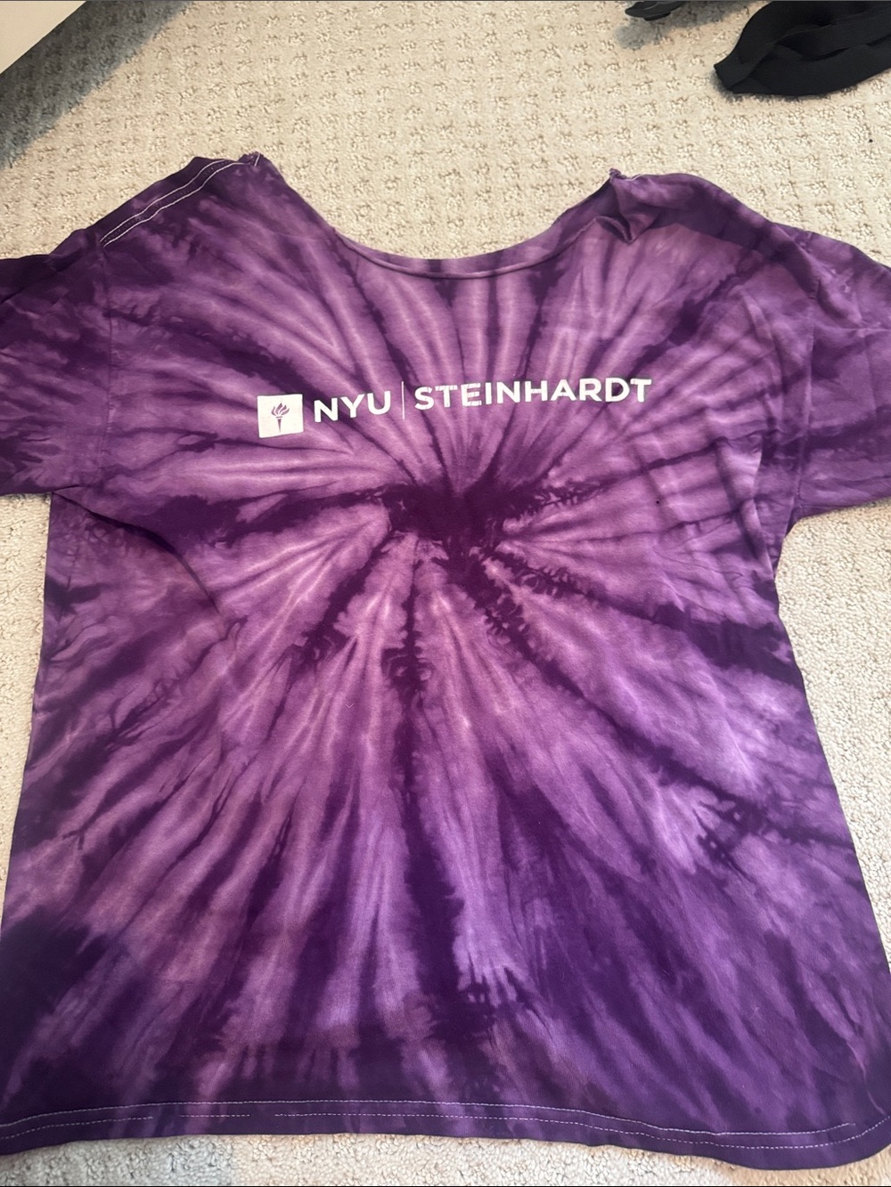 NYU Steinhardt Purple Tie-Dye T-Shirt (off shoulder)